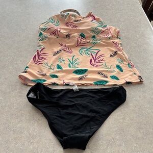 SHEIN Peach and Black Bikini Set